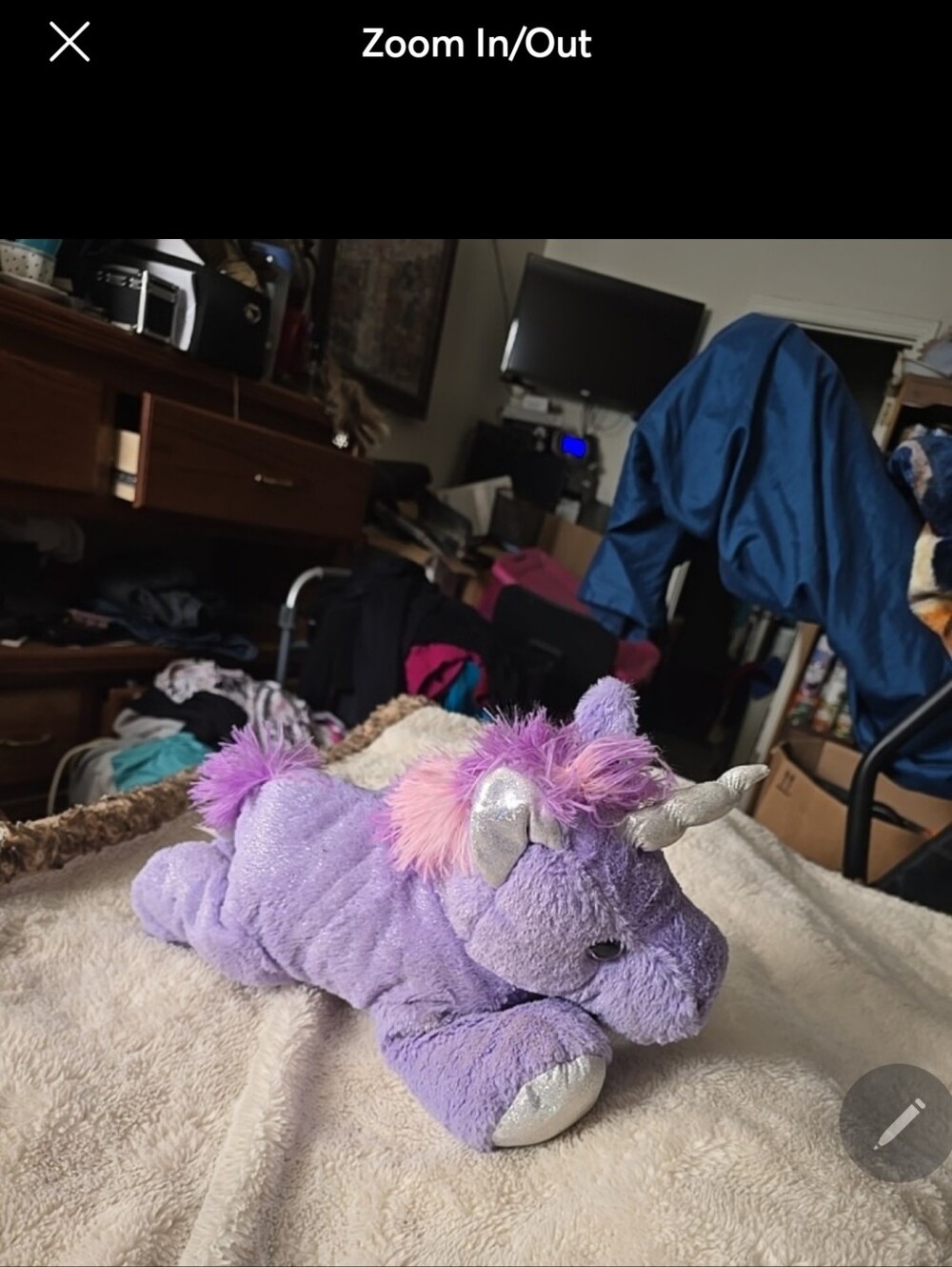080526 Destination Holiday 15" White Purple Unicorn Plush Stuffed Animal Silver